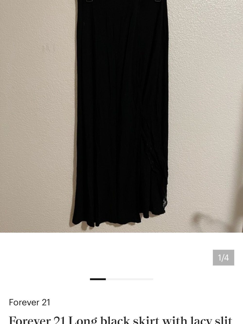 Forever 21 Black Maxi Skirt with Lacy Side Slit